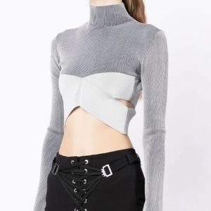 Dion Lee Gray Ribbed Cutout Top
